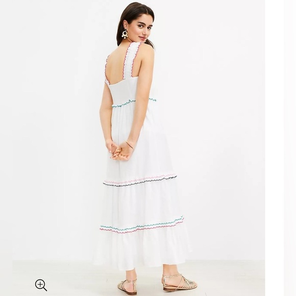 NWT Ann Taylor LOFT Cottage Rainbow Ruffle Strappy Tiered Maxi Dress Size SP - Picture 1 of 10